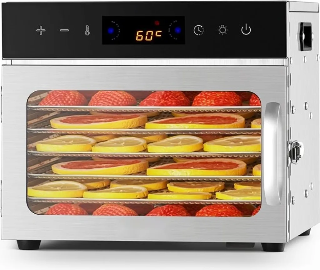 Séchoir à fruits et légumes automatique en acier inox avec 6 grilles