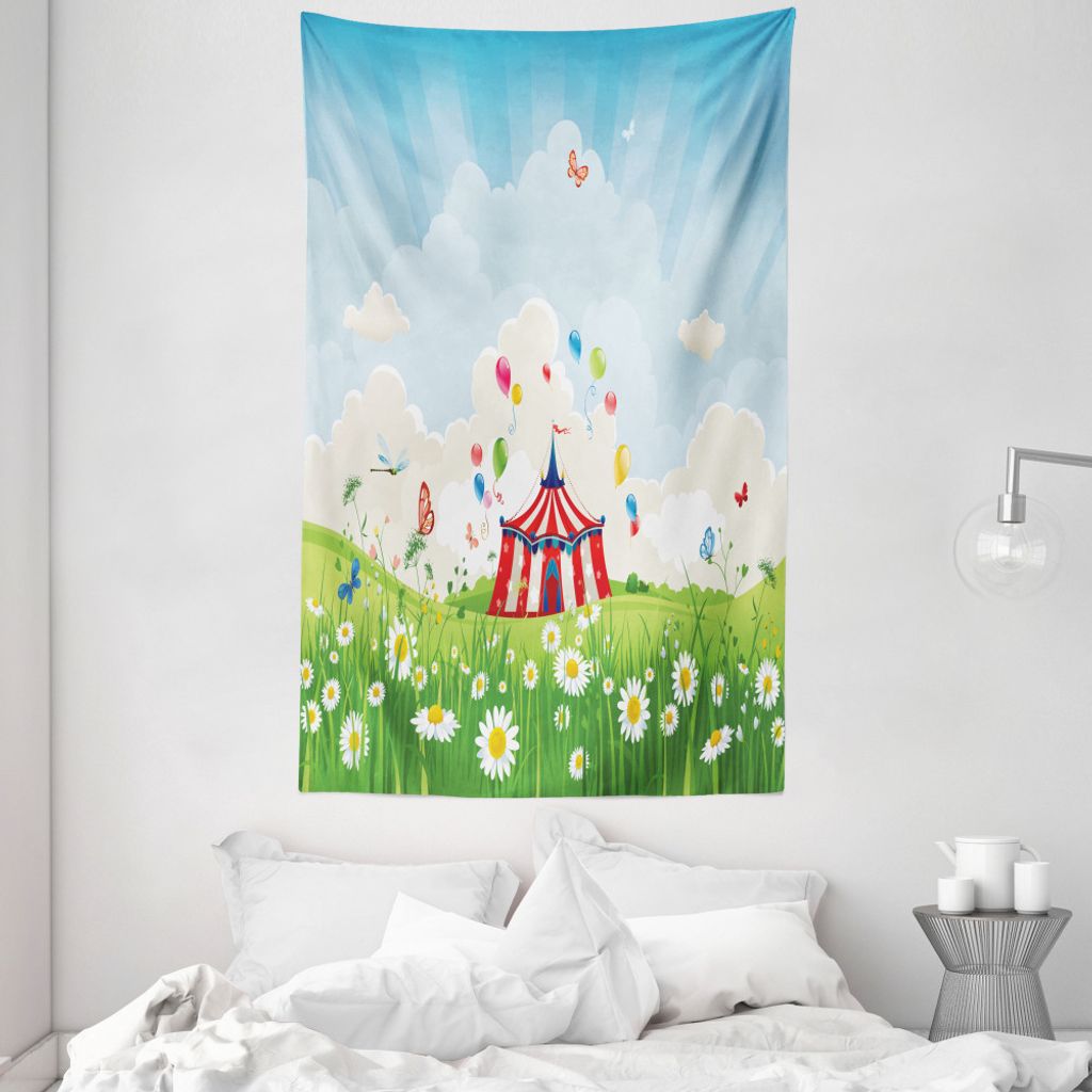 ABAKUHAUS Bunt Wandteppich und Tagesdecke, Circus Schmetterling Rasen aus Weiches Mikrofaser Stoff Waschbar ohne Verblassen Digitaldruck, 140 x 230...