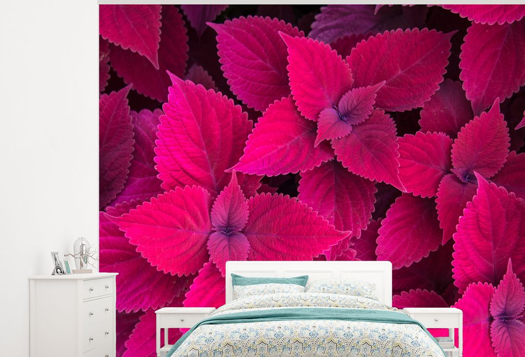 MuchoWow Fototapete für Wohnzimmer oder Schlafzimmer Wandtapete Vinyl Motivtapete Blätter - Abstrakt - Muster - 325x260 cm - Tapete