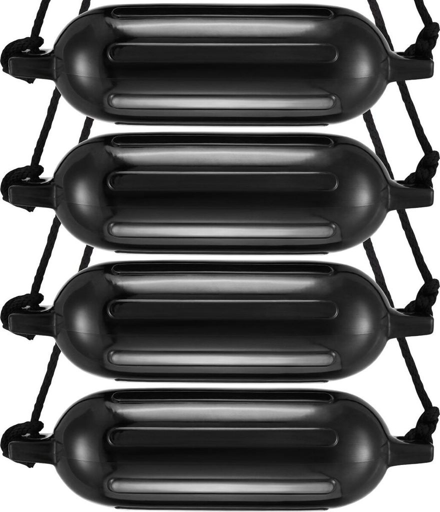 Bootsfender Aufblasbare gerippte Bootsstoßfänger zum Anlegen 8,5" x 26" Schwarz