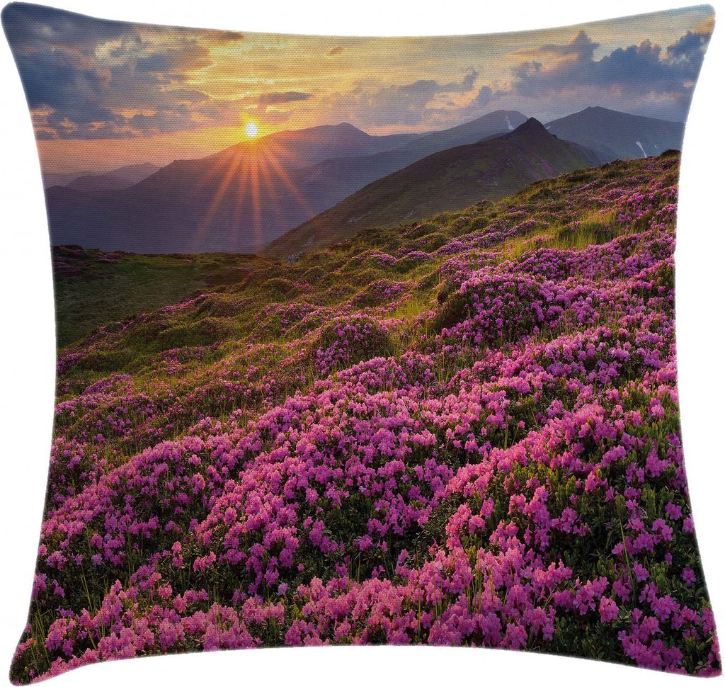 ABAKUHAUS Natur Kissenbezug, Blumenwiese Berg, mit Reißverschluss Waschbar Beidseitiger Digitaldruck Klare Farben Hochwertige Stoff, 60 x 60 cm, M...