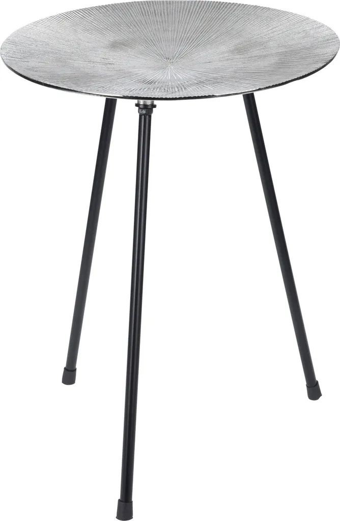 Petite table basse ronde de salon Tringon argent - Table d'appoint chic