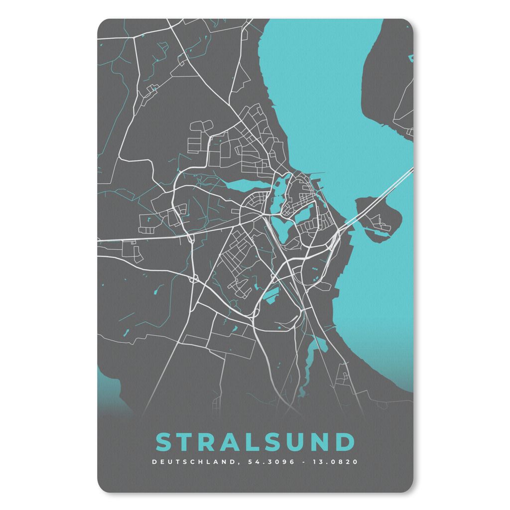 MuchoWow Mauspad Mousepad Stadtplan - Deutschland - Blau - Stralsund- Karte 18x27 cm - Mousepads - Maus Mat - Pad - Mausunterlage