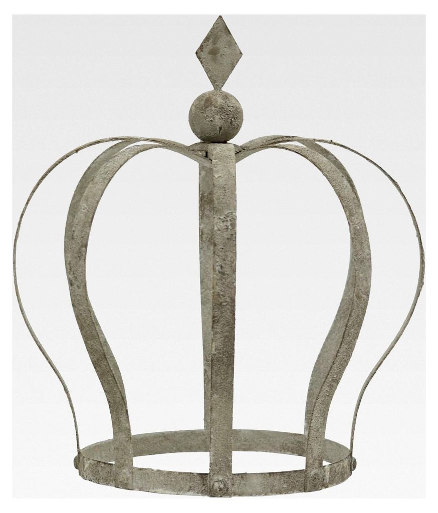 Dekokrone Landhaus shabby grau Metall 18x27x30 Gartenkrone