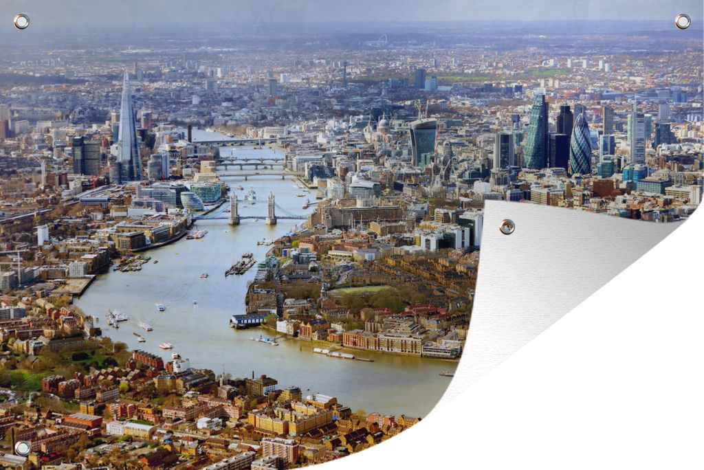 MuchoWow 90x60 cm Outdoor-Poster Gartendeko Sichtschutz Garten Poster für den Garten London - England - Themse