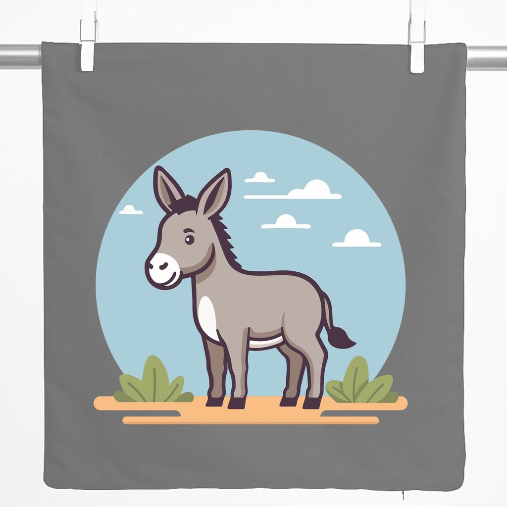 Huuraa Kissenbezug süßer Esel Comic 40x40cm Steel Grey Baumwolle Dekokissenbezug Geschenkidee