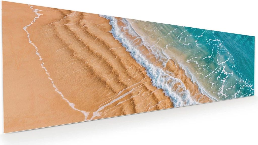Glasbild 120x40cm in XXL für Wohnzimmer, Schlafzimmer Motiv Wellen am Strand