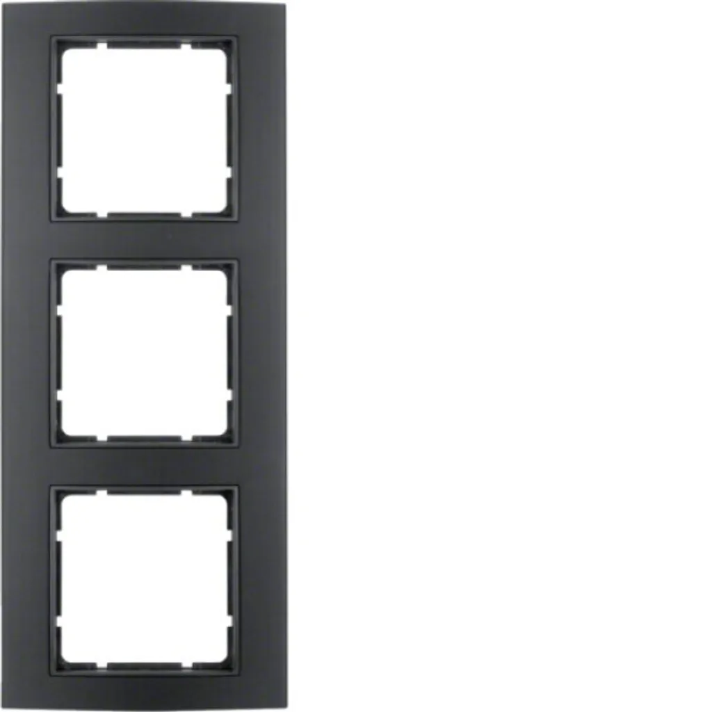Plaque triple Berker B.3 anthracite pour aligner 3 prises