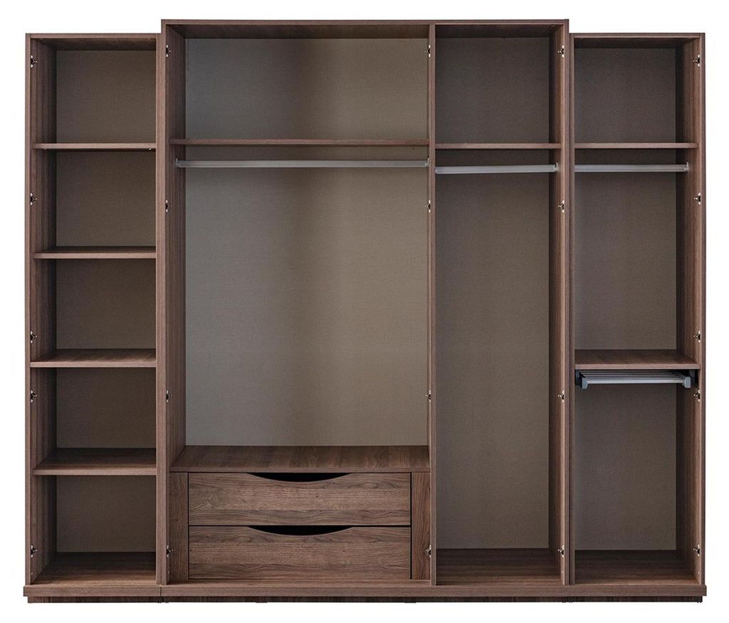 Kleiderschrank Garderobenschrank Design Holzschrank mit Spiegel Grau