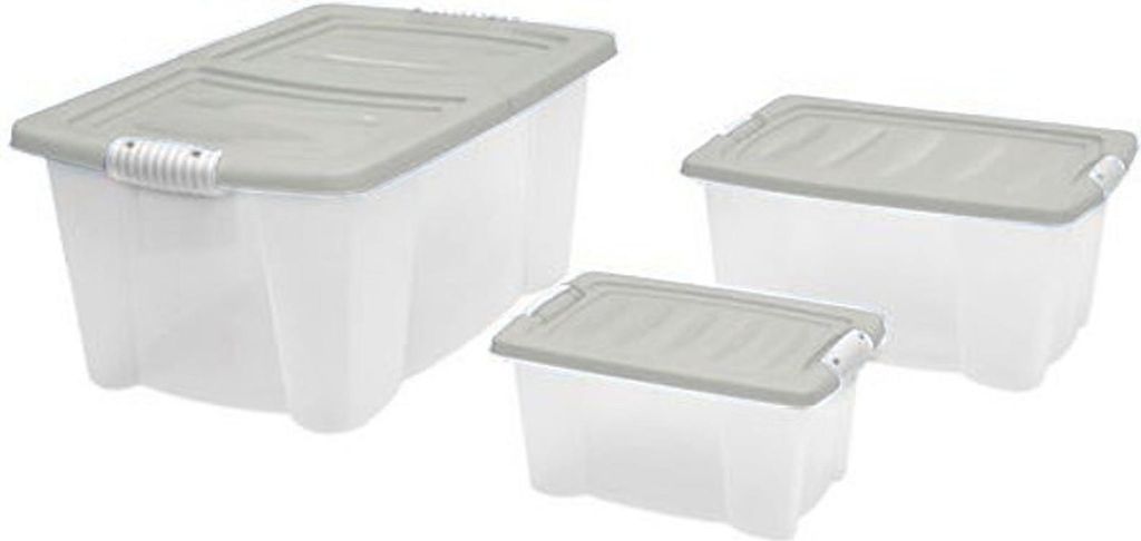 Allzweck-Stapelbox 3er-Set mit Deckel Aufbewahrungsbox Rollenbox Spielzeugkiste