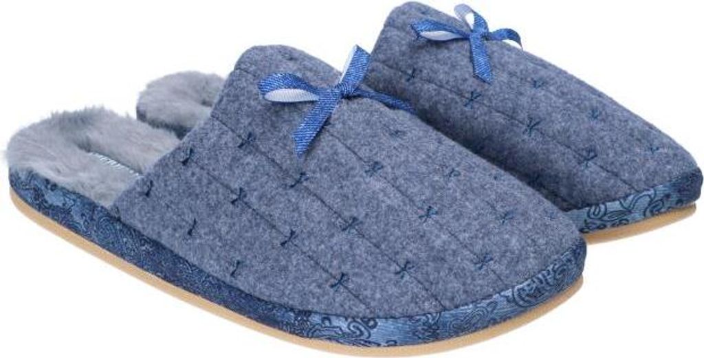 AMERICAN CLUB, SL17, Niedliche Hausschuhe, Warme Damen Hausschuhe, Elegant Slipper, Perfekt für sich selbst oder als Geschenk, Farbe: Blau, Größ...