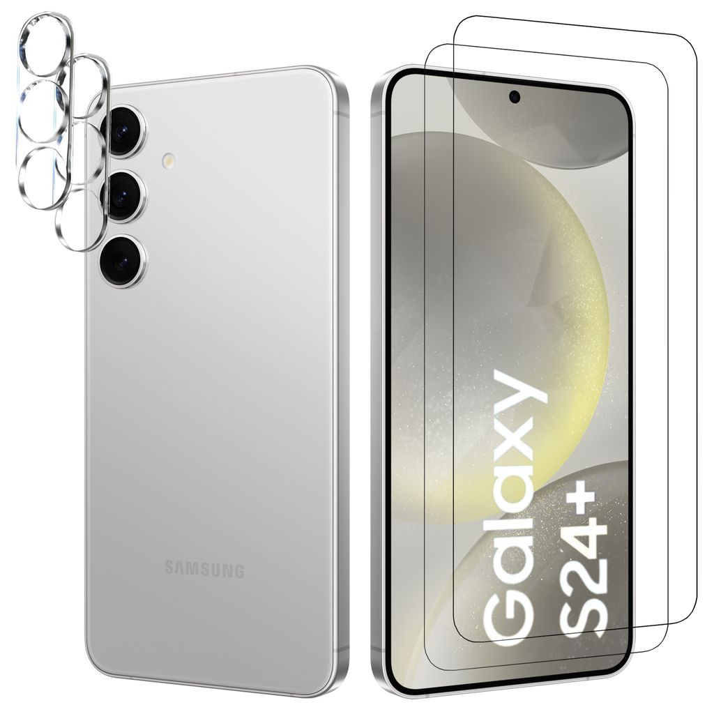 Panzerfolie Kameraschutz Displayglas 4in1 für Original Samsung Galaxy S24 Plus Transparent Schutzglas