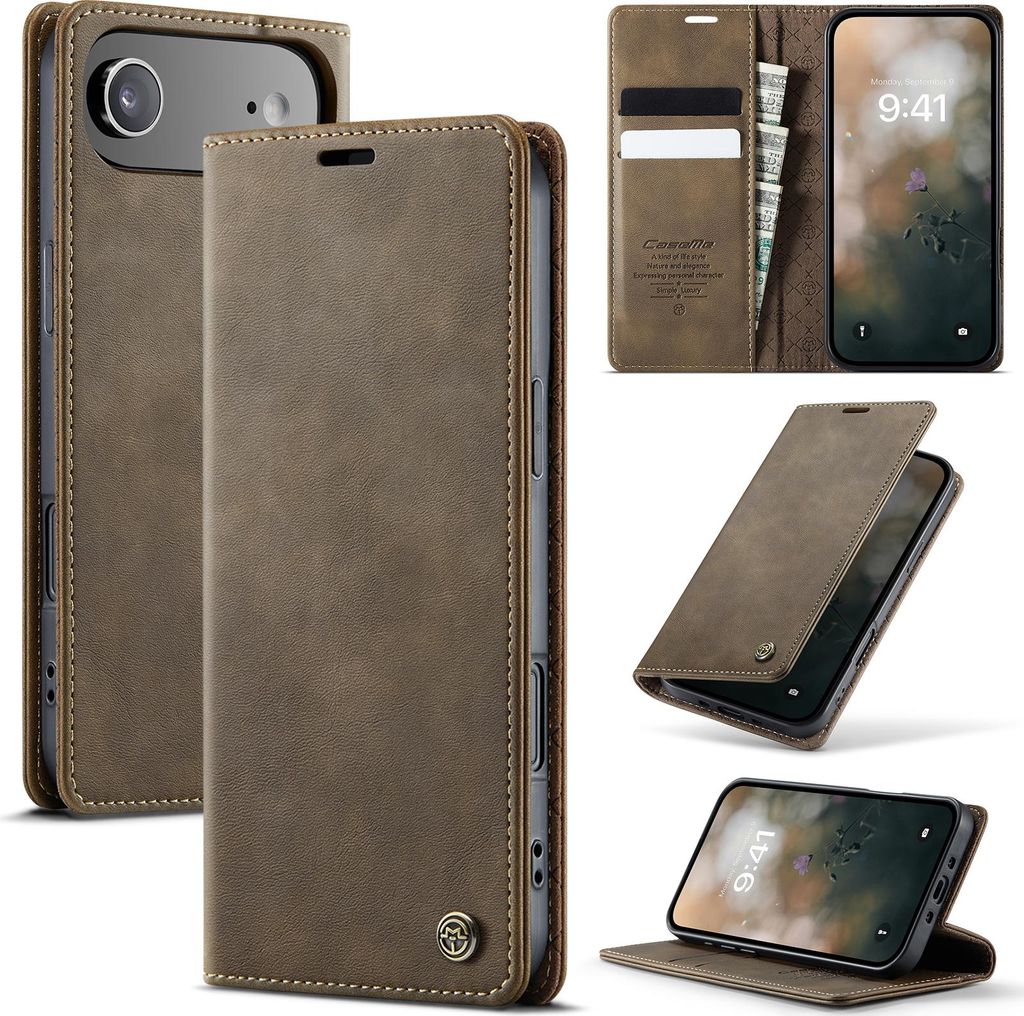 Handyhülle für iPhone Air Hülle Leder mit RFID Schutzhülle Klapphülle Magnet Kartenfach Standfunktion Braun