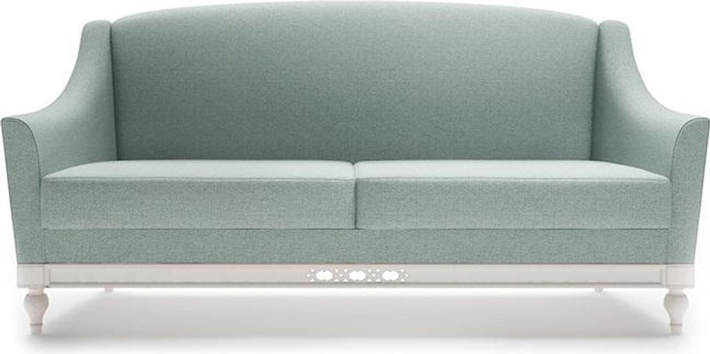Chippendale Sofa 3 Sitzer Landhaus Stoffsofa mit Holz Designer Garnitur FL-3Siz