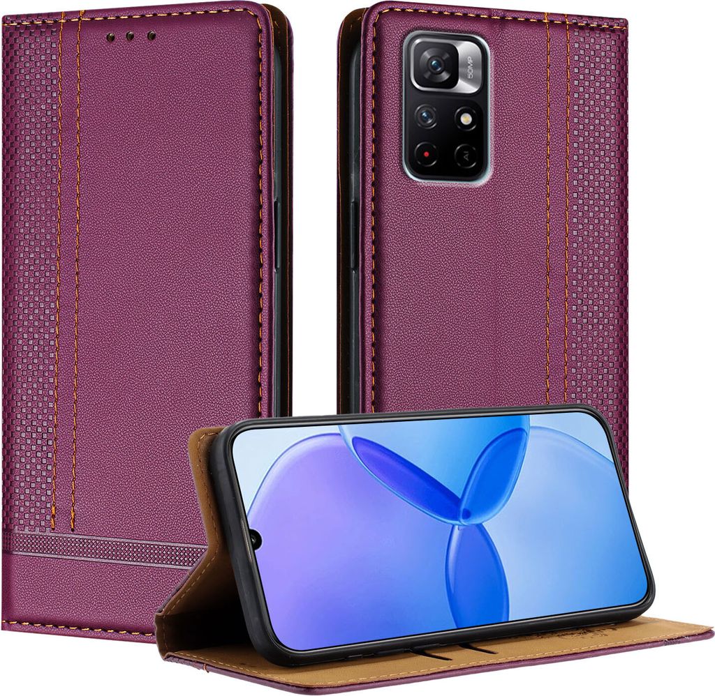 Handyhülle für Xiaomi Poco M4 Pro 5G Leder Flip Klappbare Schutzhülle mit Standfunktion Lila