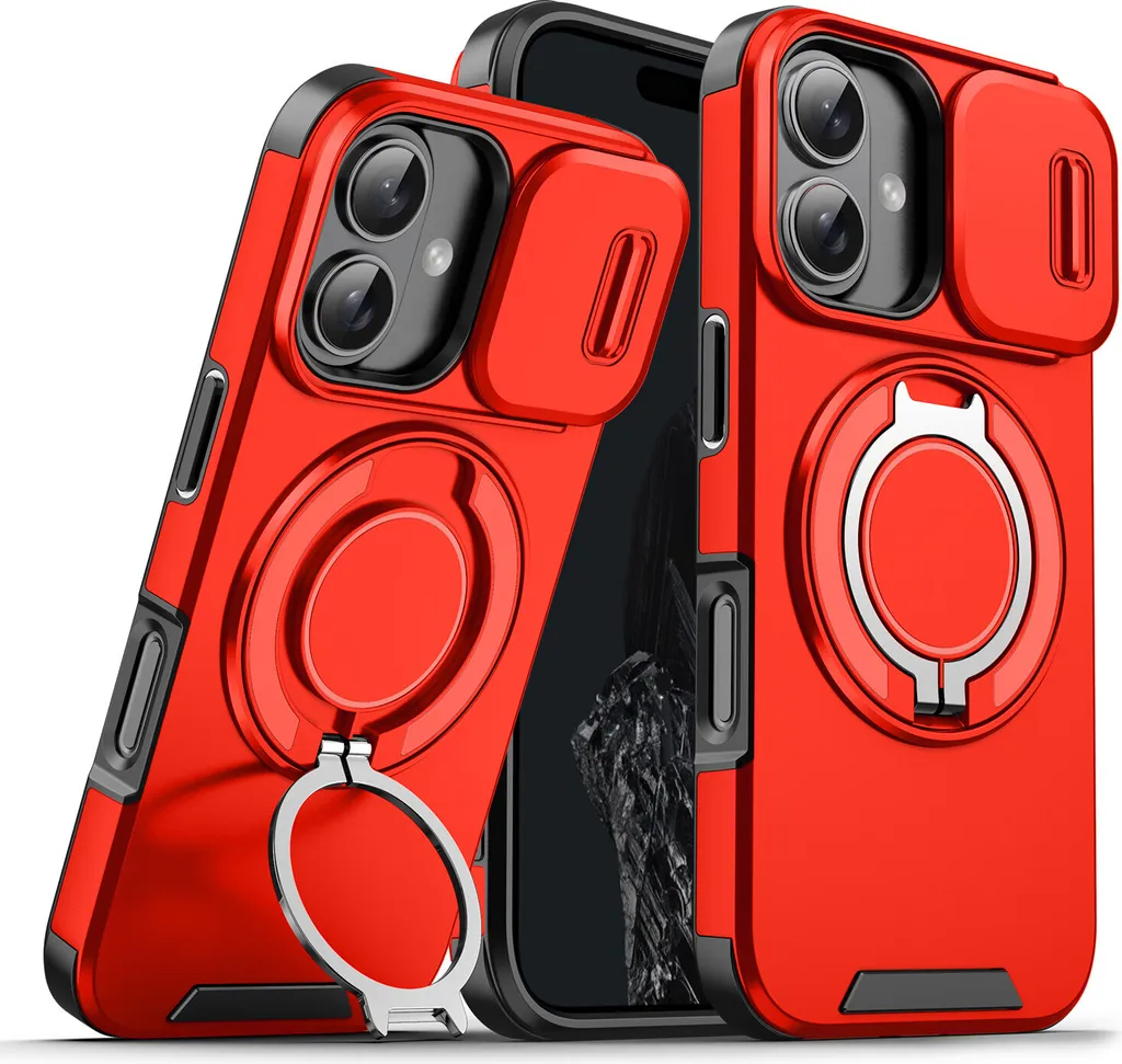 Custodia iPhone 16 Plus Rossa: Protezione Militare e Anello Magnetico
