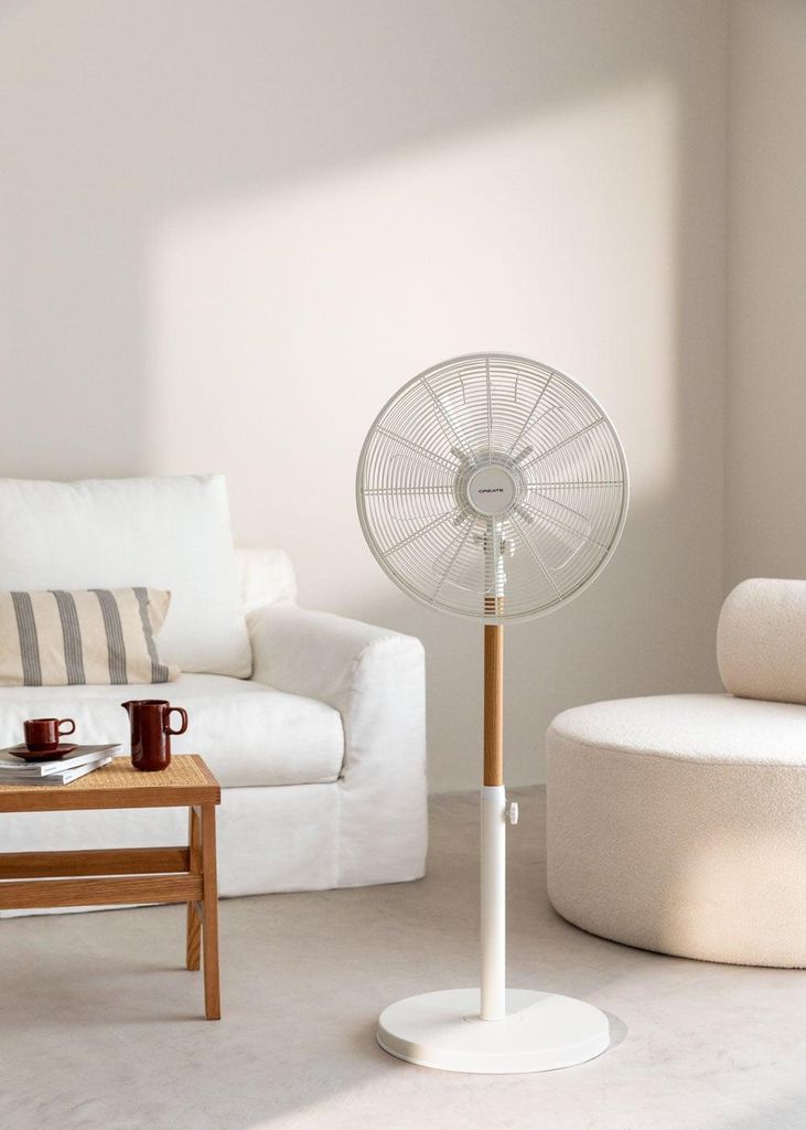 AIR STAND WOOD - Retro Standventilator mit Oszillation 50W Produktbild 