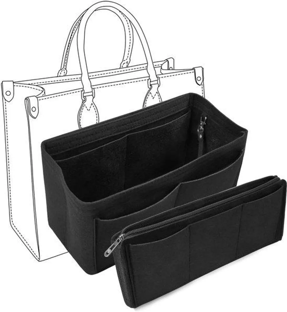Organisateur de sac à main noir multi-compartiments en feutre souple