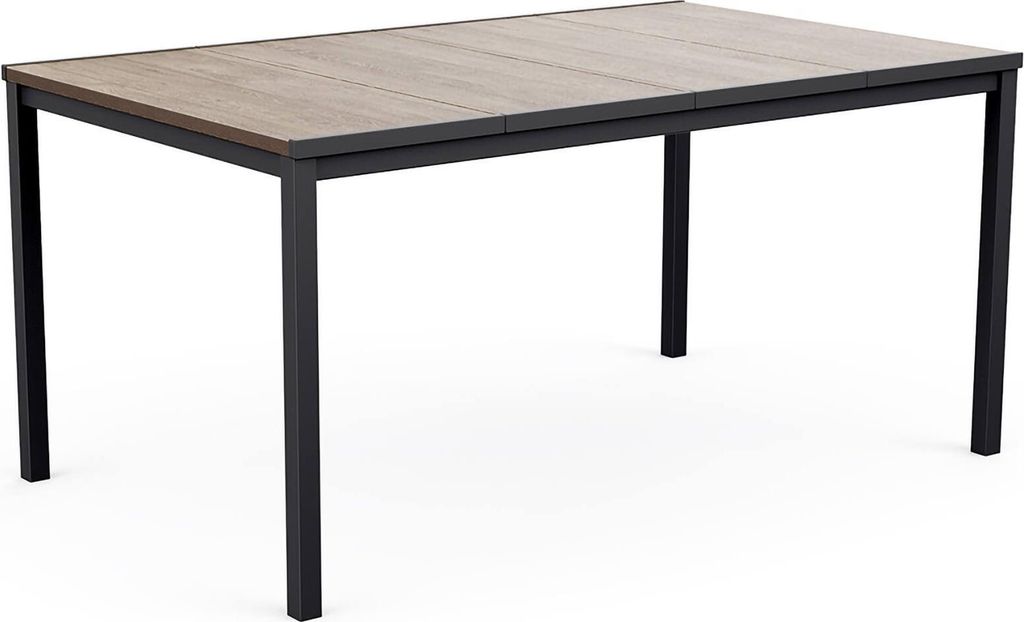 Dmora Outdoor Tisch Sarnia 159x95x75h cm, Eiche Braun, 6 Sitze, UV-beständig, vielseitig & platzsparend