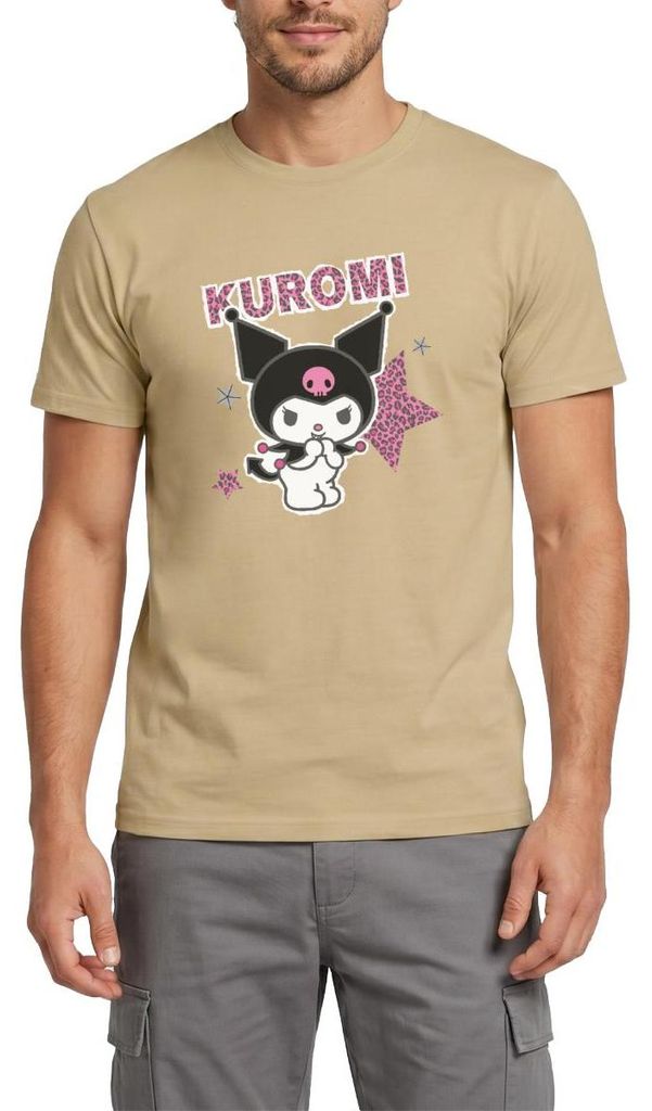 Spreadshirt Kuromi Mit Schriftzug Leo Stil Männer T-Shirt, L, Sandbeige