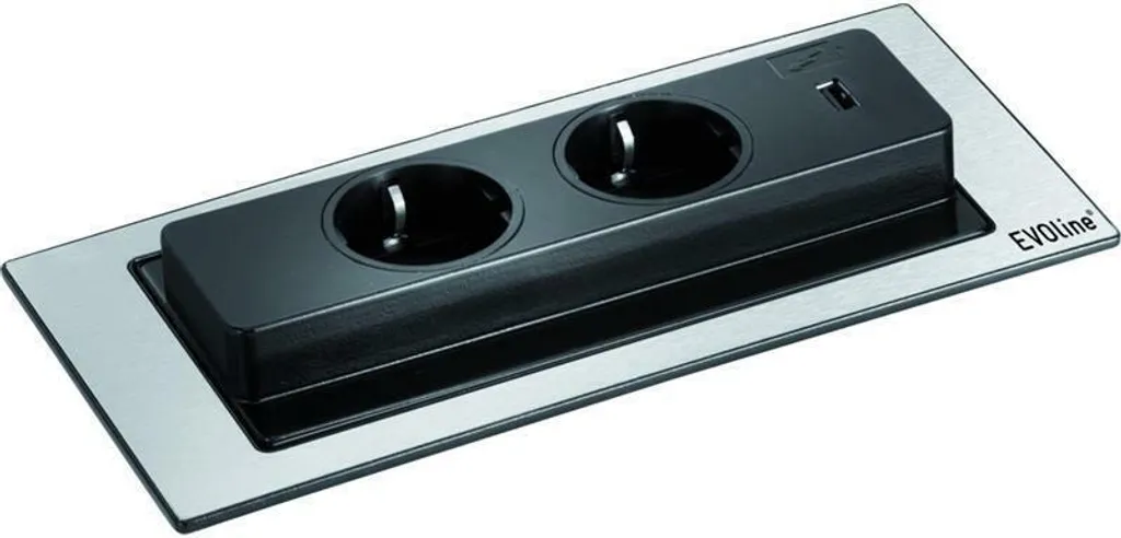 Bloc Multiprise Encastrable Inox Evoline Backflip Double Rotation - 16