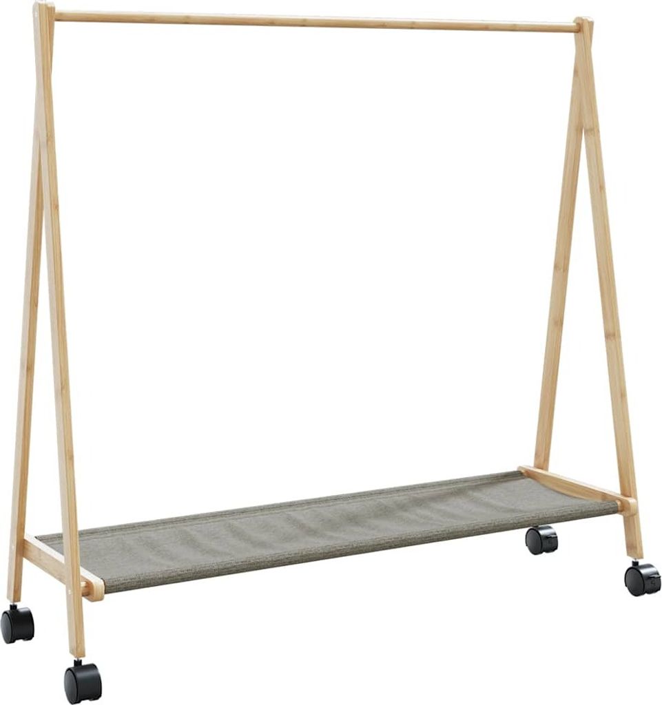 Kleiderständer mit Ablagen und Rollen 106x34x106,5 cm Bambus