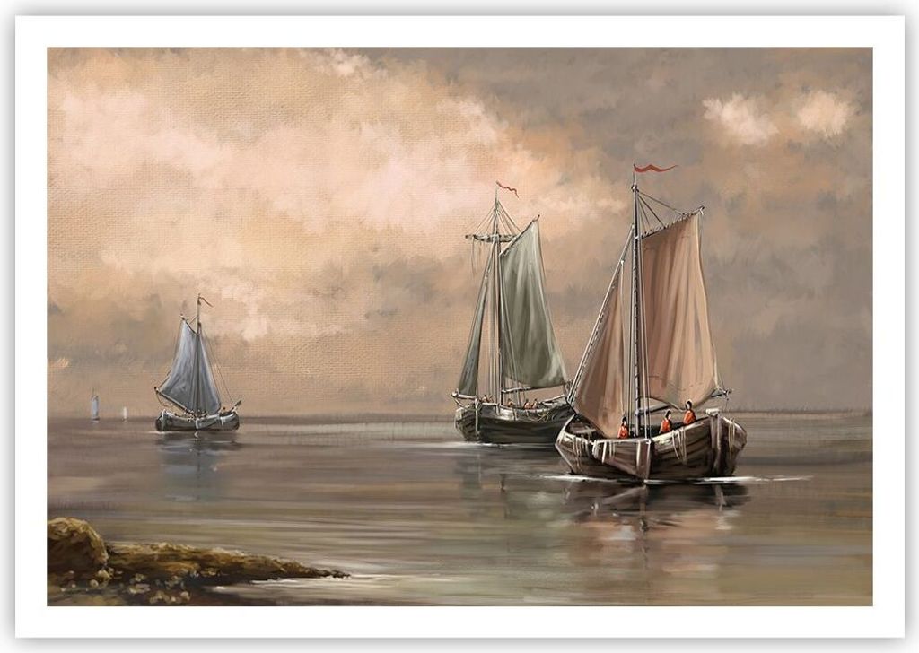 Poster - Poster ohne Rahmen - Meer Boot Fischer - 100x70 cm - Wand Bild - Wanddeko - Wandbilder - Kunstposter - Wandposter - Bilder - Kunstdruck - ...