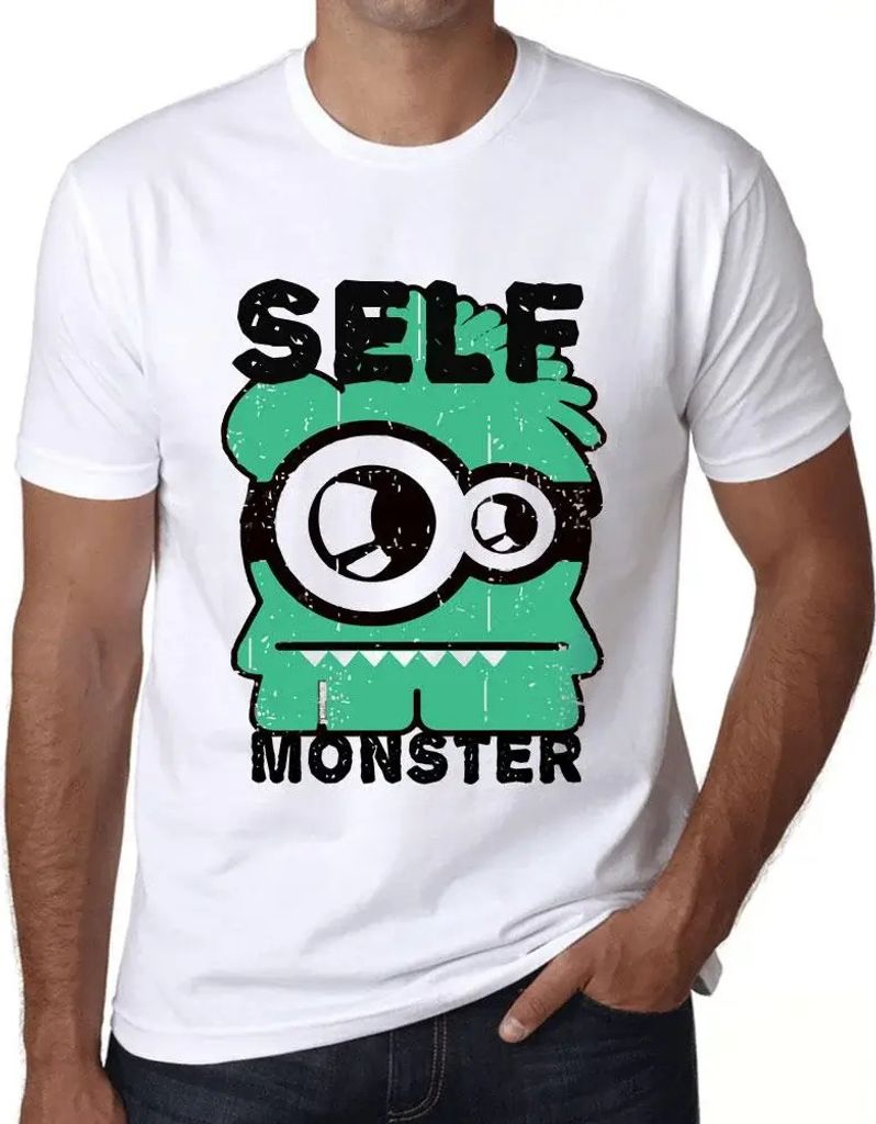 Herren Grafik T-Shirt Selbstmonster – Self Monster – Öko-Verantwortlich Vintage Jahrgang Kurzarm Lustige Druck Geburtstag Geschenk Mann