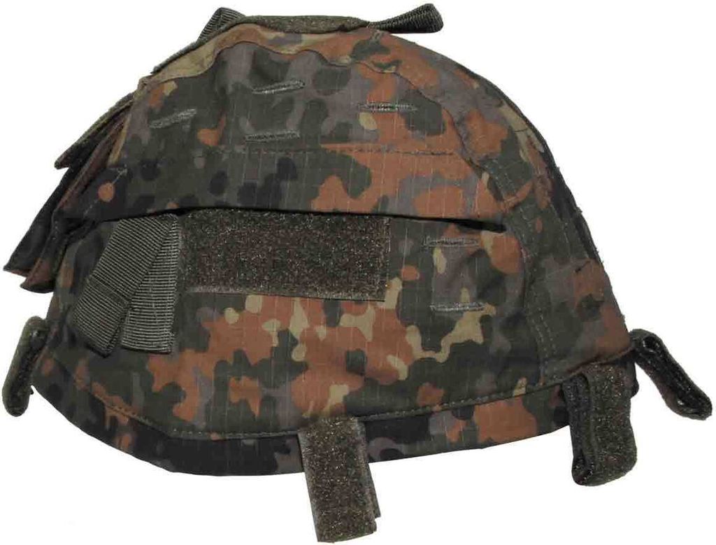 MFH Helmbezug mit Taschen, größenverstellbar, flecktarn