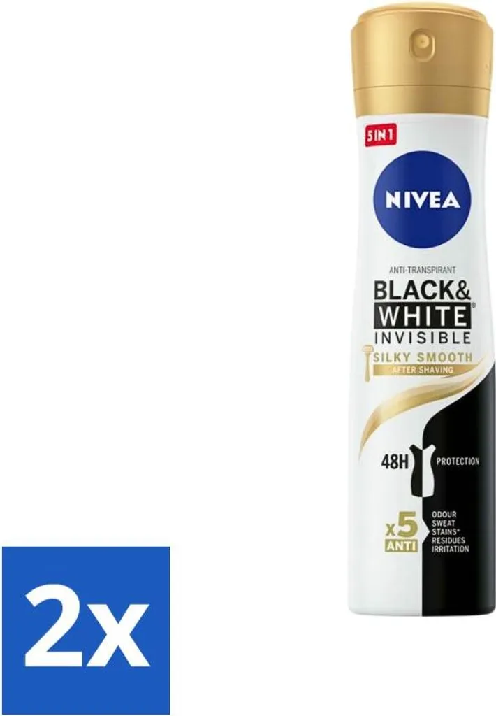 NIVEA Spray Black & White Silky Smooth 150 ml x2 - Offerta Speciale