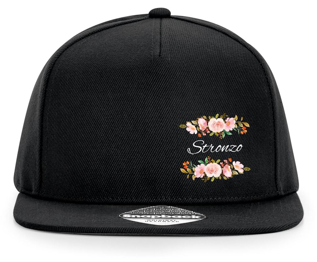 Huuraa Cappy Mütze Stronzo italienisch Blumen Black Polyester Snapback Kappe Geschenkidee
