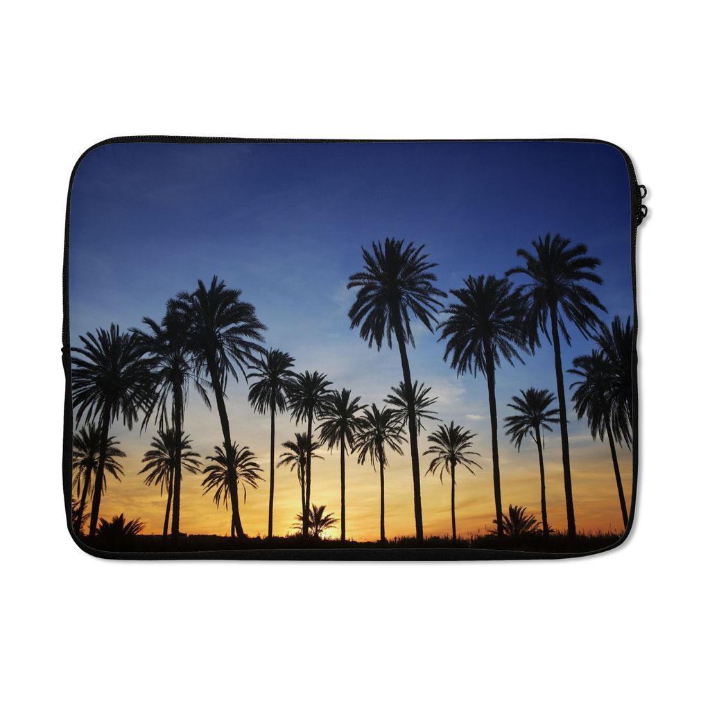 MuchoWow Laptop Hülle 14 ZollPalme - Natur - Strand - Sonne - Nacht Laptoptasche - Laptoptasche - Stoßsicher - Schutzhaube