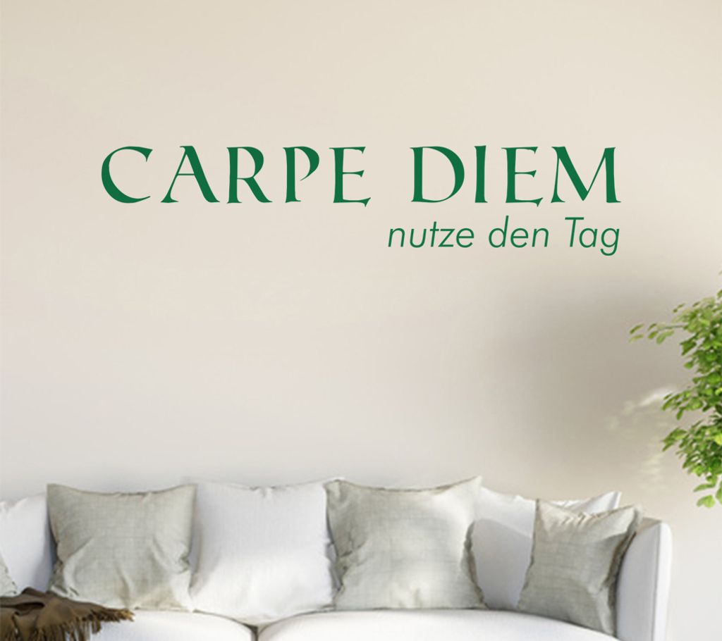 Carpe Diem Wandtattoo in 6 Größen - Wandaufkleber Wall Sticker - Dekoration, Küche, Wohnzimmer, Schlafzimmer, Badezimmer