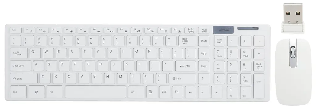 Ensemble clavier souris sans fil blanc contre l'encombrement bureau