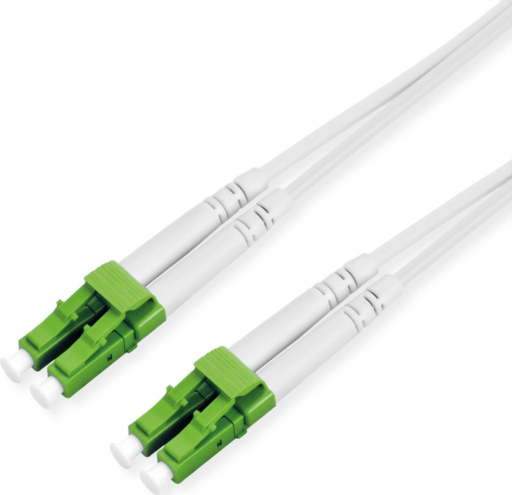 ROLINE LWL-Kabel Duplex, 9/125μm OS2, LC-APC/LC-APC, stahlarmiert, LSOH, weiß, 20 m