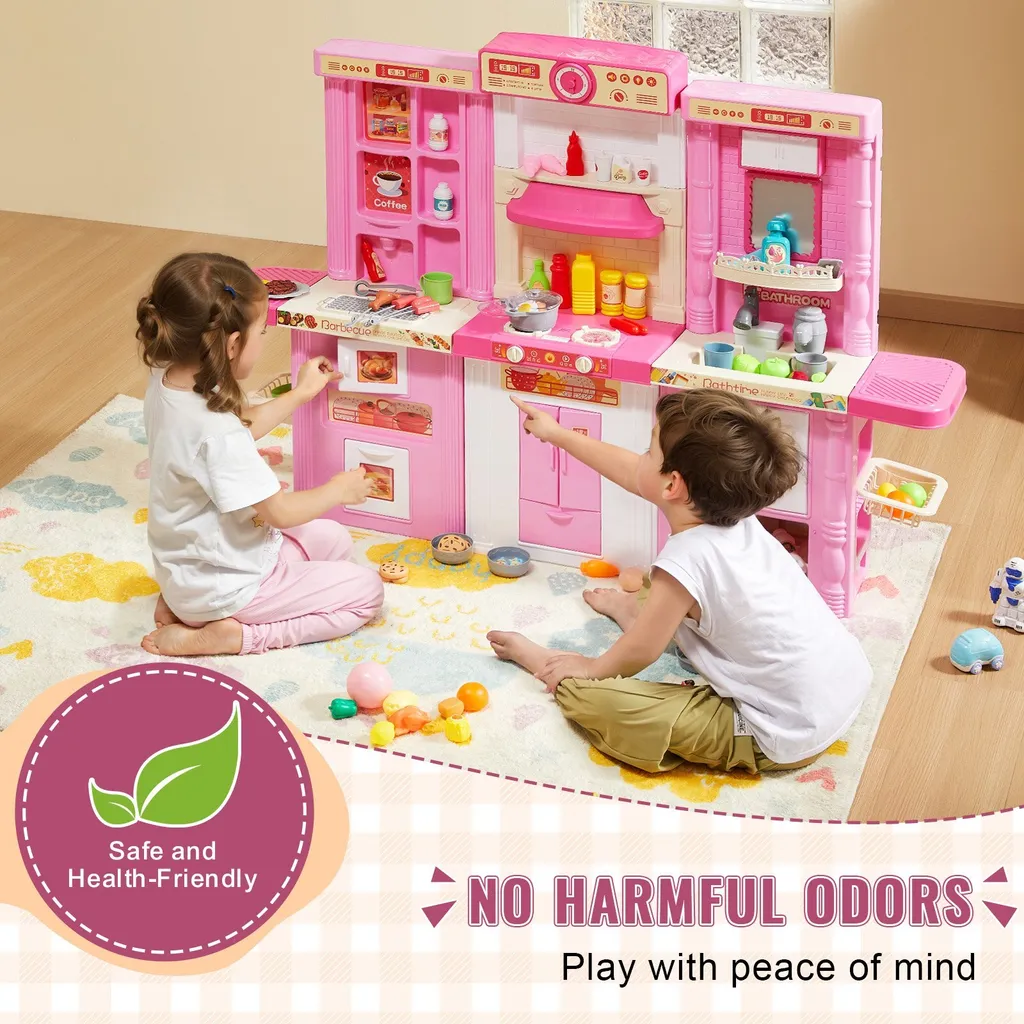 Cuisine enfant avec 74 accessoires dinette rose pour s'amuser - 4