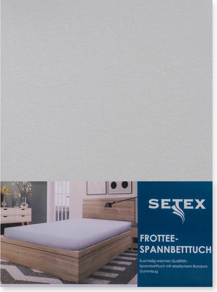 Setex Frottee-Spannbettlaken 180-200 x 200 cm silber uni, Frottee