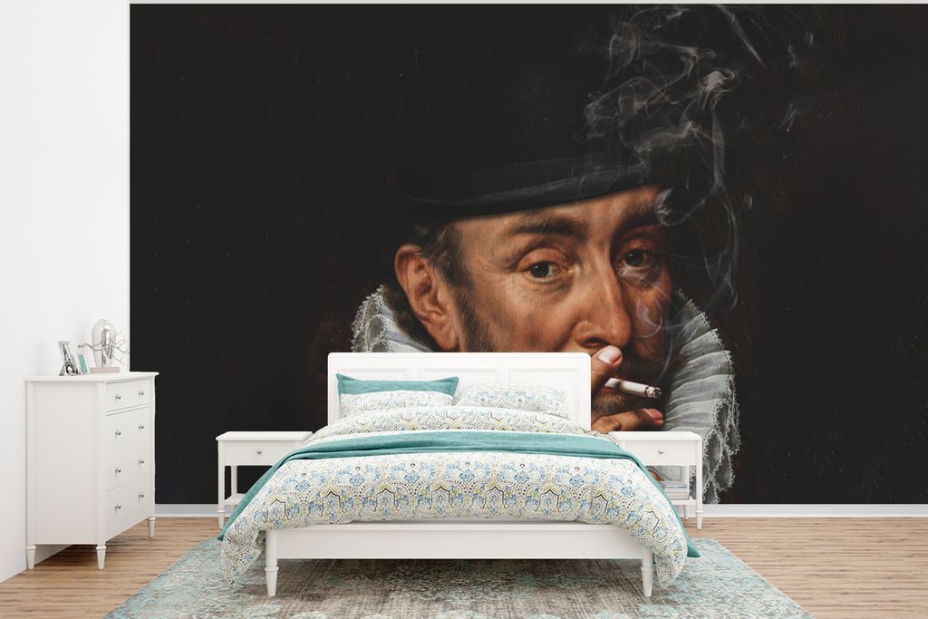 MuchoWow Fototapete für Wohnzimmer oder Schlafzimmer Wandtapete Vinyl Motivtapete Wilhelm von Oranien - Adriaen Thomasz - Zigaretten - 350x260 c...