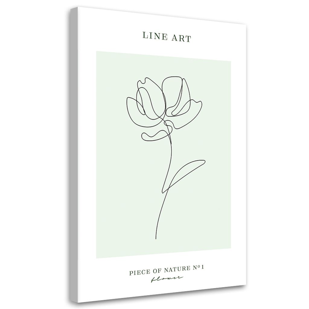 Leinwandbild Blume – Strichzeichnung 70x100 Feeby Türkis bild für die wand bereit zum aufhängen