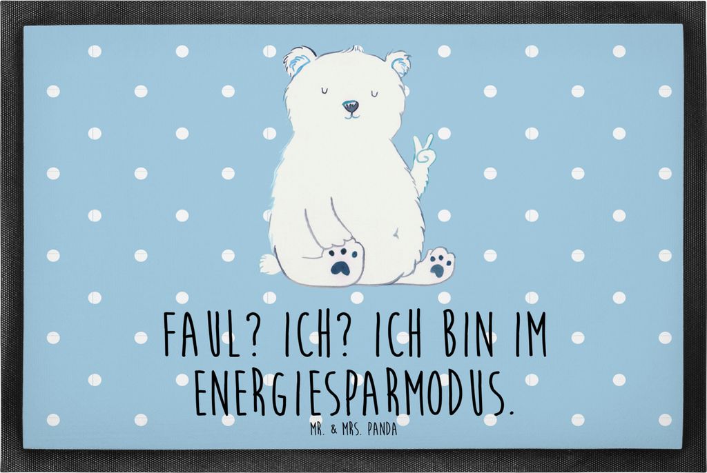Mr. & Mrs. Panda Schmutzfangmatte Eisbär Faul 60 x 90 cm - Blau Pastell - Geschenk, Arbeitsplatz, Schmutzmatte, fußmatte, Homeoffice, Nordpol, Fu...
