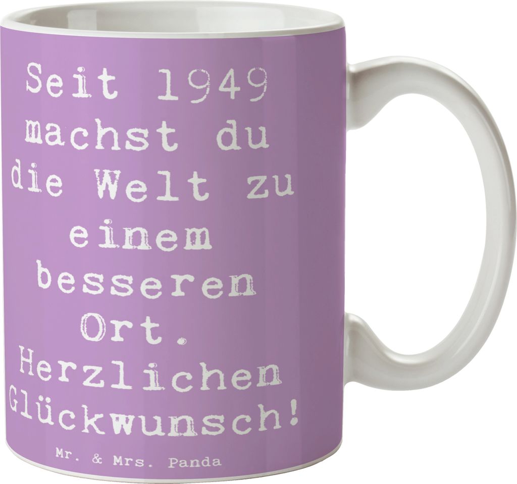 Mr. & Mrs. Panda Tasse Spruch 1949 Geburtstag - Lavendeltraum - Geschenk, wertvoller Mensch, Pott, Happy Birthday, Becher, Keramiktasse, Geburtstag...