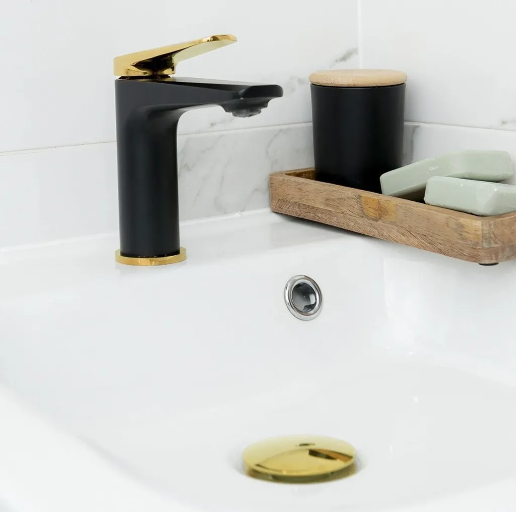 Rubinetto Lavabo Rubio Nero e Oro | Sicuro, Bello e Facile da Usare - 3