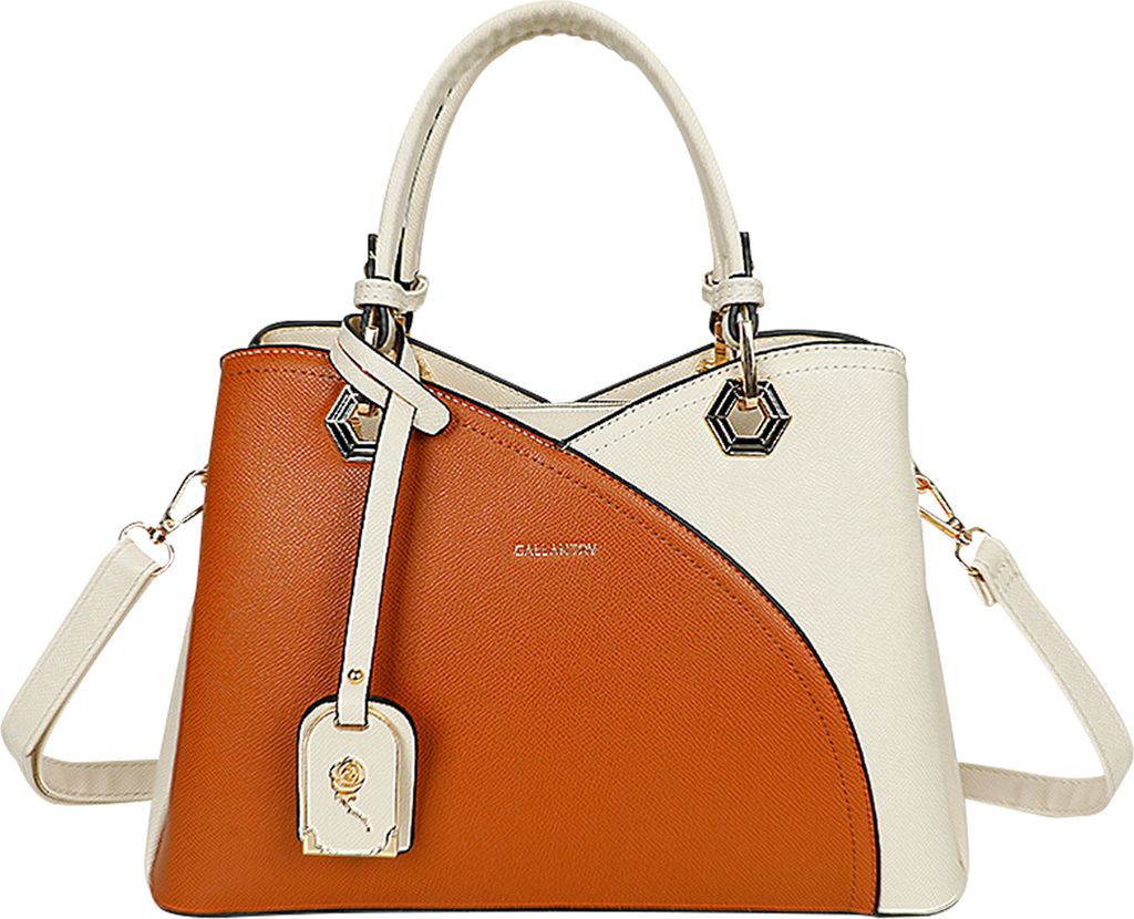 Gallantry, Elegante Damenhandtasche mit genarbter Optik, Braun