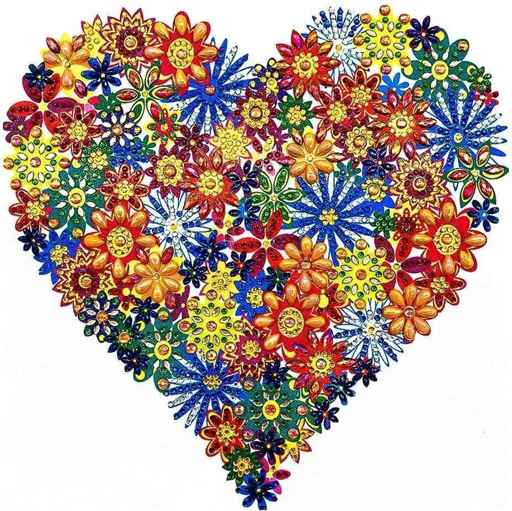 Activité détente Broderie de diamants Cœur de joie - Déco DIY 30x30cm
