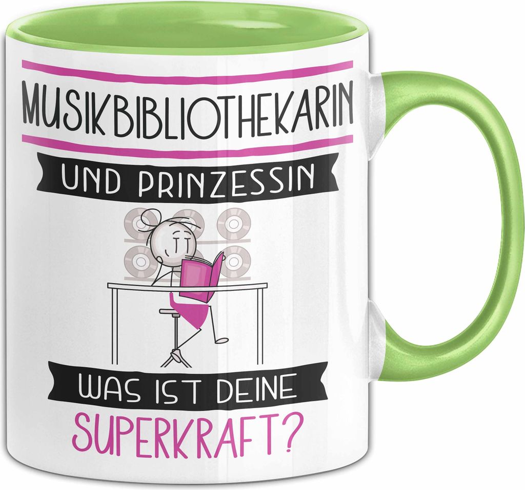Musikbibliothekarin Und Prinzessin Tasse Geschenk Für Eine Musikbibliothekarin Geburtstag Was Ist Deine Superkraft (Grün)