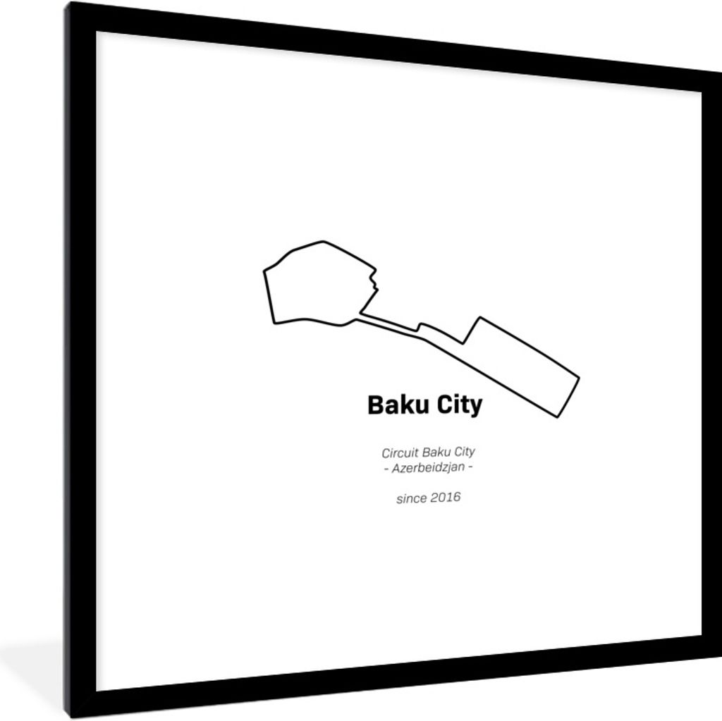 MuchoWow Gerahmtes Poster Formel 1 - Baku - Rennstrecke 40x40 cm - Poster mit Schwarzem Bilderrahmen Wandposter Rahmen Foto Bilder - Poster - Pla...