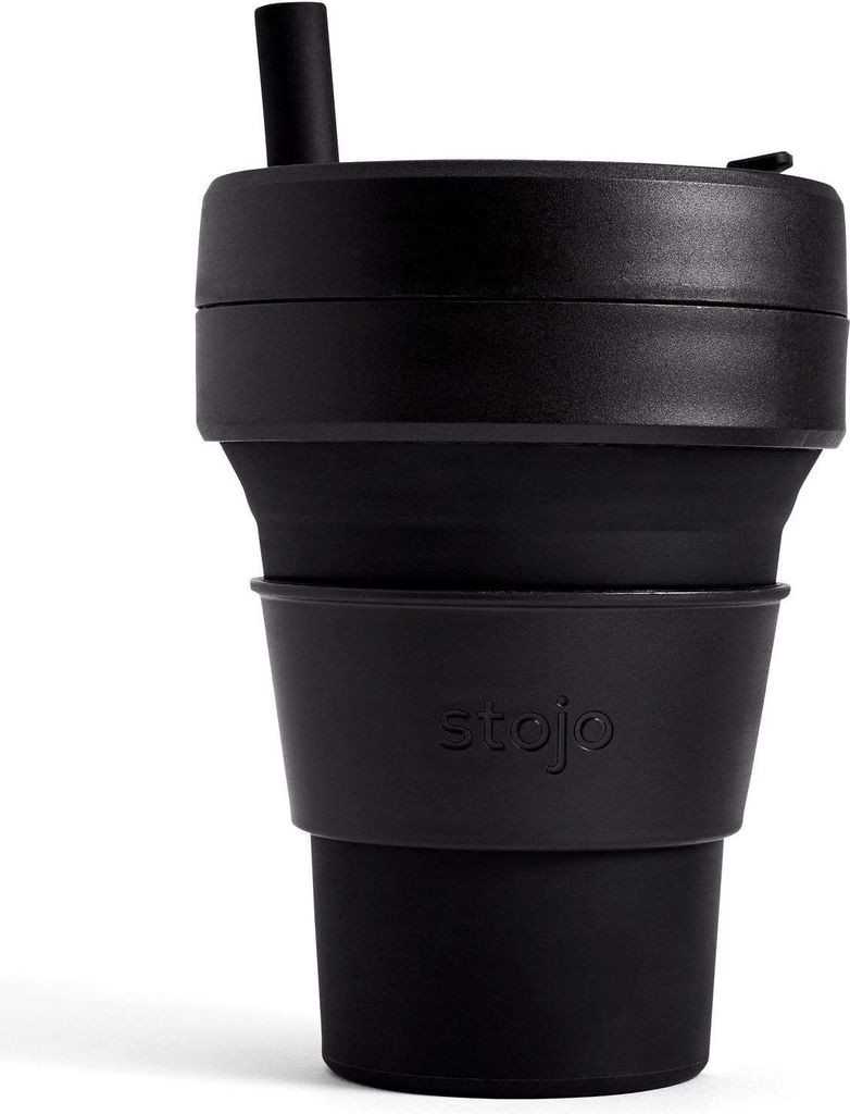 Titan Cup, Ink - 710 ml - Mit Strohhalm - Trinkbecher - Kaffeebecher - Tiefschwarz - faltbar | Stojo