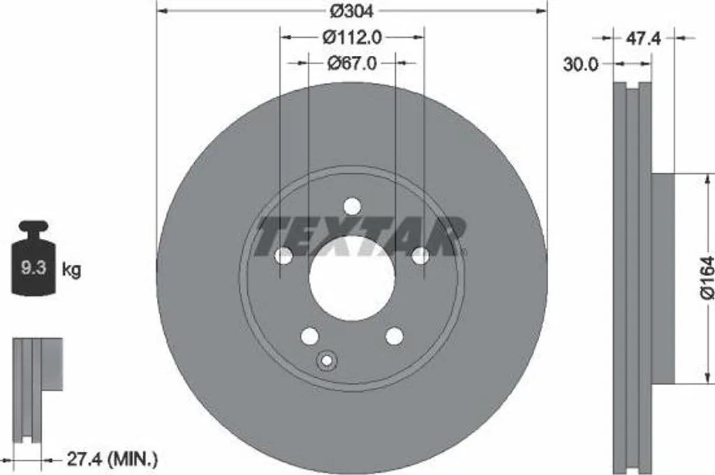 Disque de frein Mercedes Classe E Textar 92152105 Freinage Sécurisé
