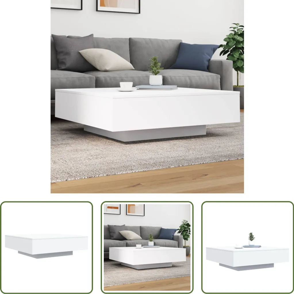 Tavolino The Living Store bianco 100x100x31 cm in materiale ligneo