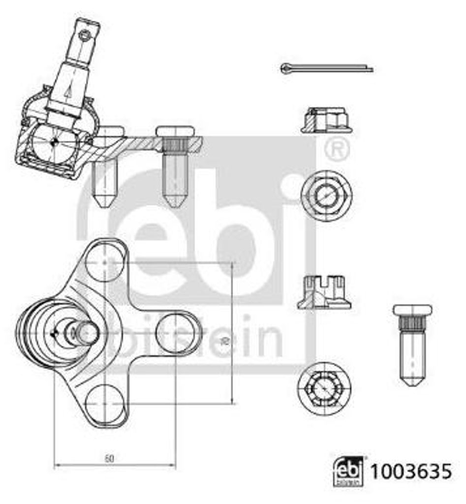 FEBI BILSTEIN Traggelenk Vorne Links Vorne Rechts für HONDA CIVIC X Schrägheck (FC, FK) 1003635
